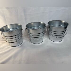 Set of 3 Galvanized Metal Buckets | Farmhouse Decor